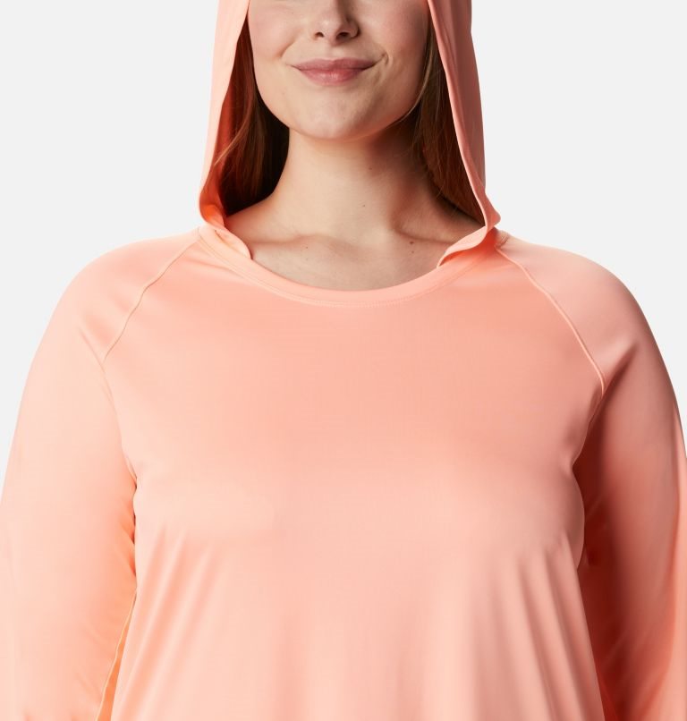 Women's Columbia PFG Tidal Tee Hoodie Pink | Plus Size CA-ELA63